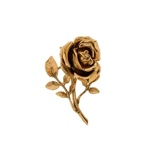 Vintage oversized gold rose flower ring with realistic metallic petals and textured finish