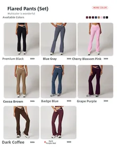 Ensemble de yoga pour femme avec pantalon évasé et taille haute croisée en huit coloris