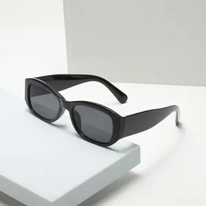 Retro black oval frame sunglasses with dark gray lenses for classic outdoor style