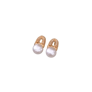 Boucles d'oreilles perles géométriques plaquées or 18 carats avec métal creux