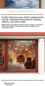 Detailed Christmas window stickers with Santa, snowman and Merry Christmas lettering