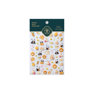 3D embossed panda and festive rabbit nail stickers in orange and black with gold accents