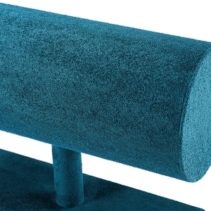 Velvet T-bar headband and jewelry display stand in peacock blue with premium texture
