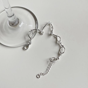 Minimalist S925 sterling silver hand-woven twisted rope chain bracelet for women