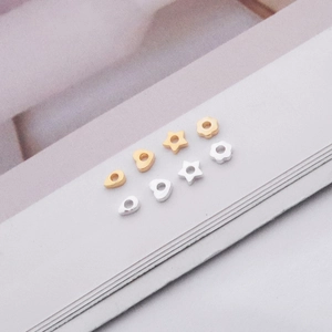 S925 sterling silver beads in star, heart, and teardrop shapes for DIY jewelry making