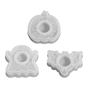 Halloween silicone molds set featuring pumpkin ghost and bat designs for DIY resin crafts