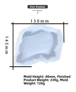 Detail view of rock texture silicone mold with dimensions 150x145x40mm for DIY resin art