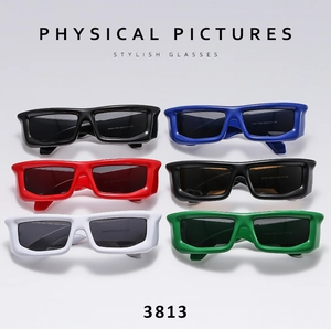 Collection of stylish square punk sunglasses in black, blue, red, tea, white and green