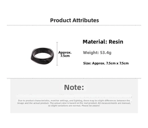Detailed specifications of the grey resin geometric square bangle showing dimensions and weight