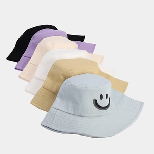 Detailed display of six color options for the cotton smile print bucket sun hat