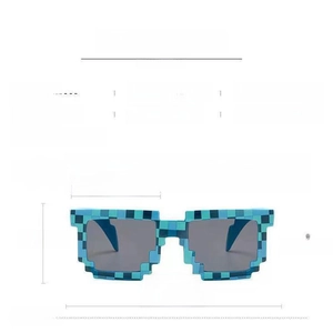 Detailed size specifications for cool pixel mosaic sunglasses with PC frame dimensions