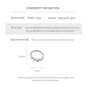 Détails du bracelet en perles indiquant un poids de 19,2g et un diamètre de perle de 1,4cm