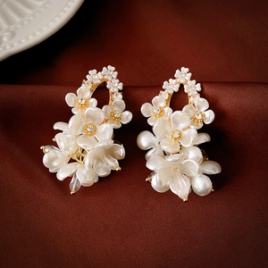 Sweet Flower Drop Earrings Acrylic Petals Rhinestone Crystal And 925 Sterling Silver Earring Post Elegant Women Jewelry