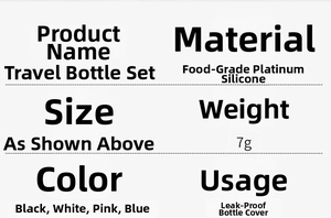 Specifications of food-grade silicone leak-proof travel bottle sleeves in four colors