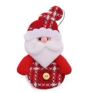 Knitted Santa Claus hanging ornament for Christmas tree decor with red and white fabric