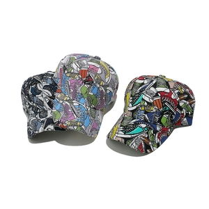Graffiti canvas shoe print baseball cap with street style design in three colors