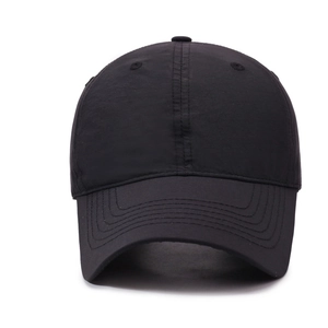Classic black unisex baseball cap with water-resistant fabric on a clean white background