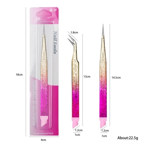 Dual-piece gradient stainless steel nail tweezers set with silicone pressing tips