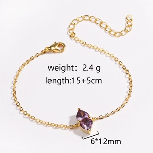 Detail of double purple heart birthstone bracelet in gold with size and weight specs