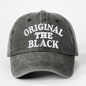 Adjustable washed cotton baseball cap with 3D Original The Black embroidery in dark grey