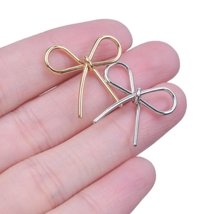 Handheld 304 stainless steel bow pendants in gold and silver for DIY jewelry