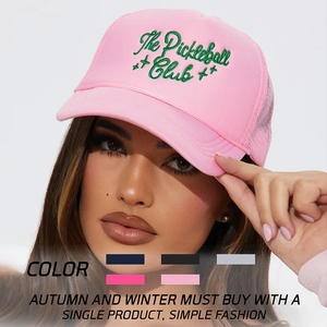 Pickleball Club Trucker Hat Foam Mesh Breathable Sun Shade Embroidered Retro Outdoor Sports Cap Adjustable For Men Women