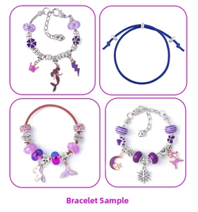 Reference for DIY charm bracelets with mermaid, unicorn and crown pendants in various colors