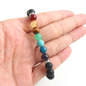 Bracelet des planètes du système solaire avec pierres naturelles et perles de lave noire