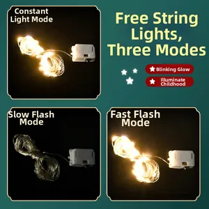 Detail of LED copper wire string lights with 3 modes for Christmas DIY wreath decor