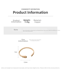 Detailed size specifications for 18K gold plated chain link bangle showing 11.8g weight