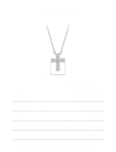 Detailed specs of S925 silver cross necklace with 0.008Ct and 0.005Ct moissanite accents
