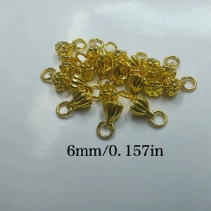 Golden lotus bell-shaped jewelry pendants in 6mm size for elegant jewelry making projects