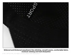 Detail of breathable mesh baseball cap with wide sweatband and SPORT lettering