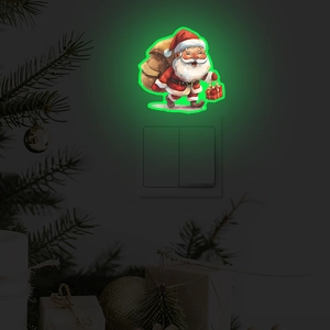 Santa Claus Luminous Switch Sticker Glow In The Dark PVC Wall Decal Christmas Home Decoration Removable Green Light