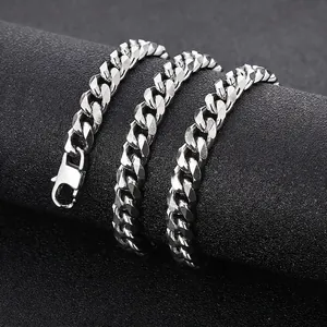 Cuban Link Chain Necklace Stainless Steel Hip Hop Streetwear Minimalist Simple Plain Jewelry For Men Women