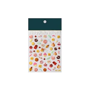 Cute dessert themed matte nail art stickers with cupcakes and donuts on M-128 sheet
