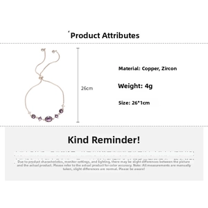 Detail of purple cubic zirconia bracelet with adjustable sliding buckle and copper finish