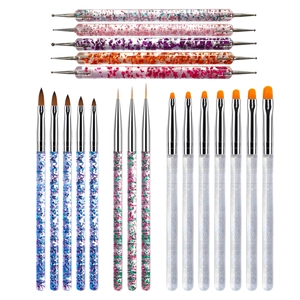 20-piece professional nail art brush set with acrylic glitter handles and metal tips