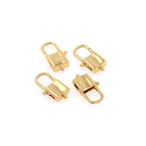 Set of four 18K gold-plated padlock spring clasps for DIY jewelry making and bracelets