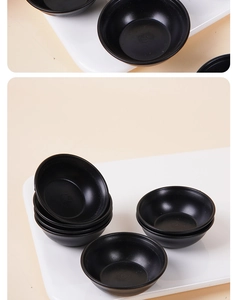 Stackable miniature matte black ceramic bowls for dollhouse kitchen play sets