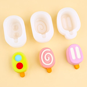 Three-piece silicone popsicle mold set with spiral and striped DIY dessert textures