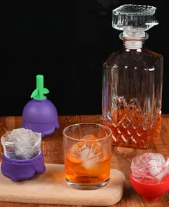 Macro detail of food-grade silicone rose ice mold with realistic floral petal textures