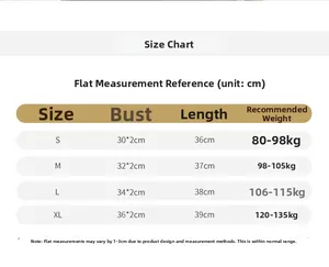 Detailed size chart for high impact sports bra with measurements in cm and kg