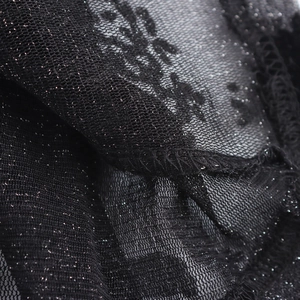 Elegant slim fit black jacquard knitted long dress featuring glitter lace fabric detail