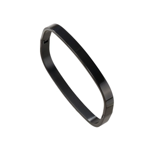 Bracciale minimalista quadrato in acciaio al titanio con fibbia nero lucido per coppie