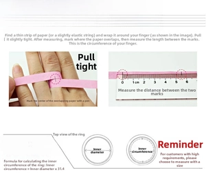 Detailed size guide for measuring finger circumference and ring inner diameter