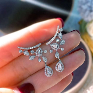Elegant silver pear-cut drop earrings with sparkling pavé cubic zirconia setting