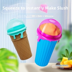 Detail view of 500ml slushy maker cup made from durable PP, EVA, and silicone material