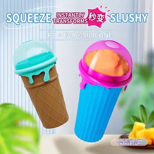 500ml Magic Slushie Maker Cup with squeeze silicone body and dome lid for summer drinks