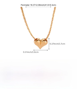 Detailed technical diagram showing dimensions and copper material for heart pendant necklace